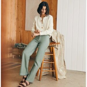 Faherty Green Wide Leg Pants